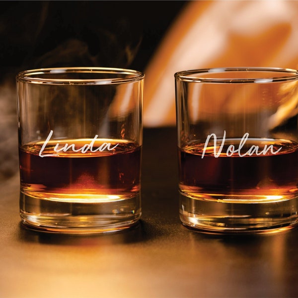 Personalized Whiskey Glass with bottom or side of engraving, Premium Engraved Whiskey Glass, Personalized Whiskey  Glass Set Gift