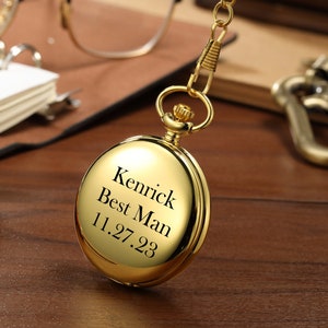 Engraved Pocket Watch: Personalized Groomsmen Gift, Stainless Steel