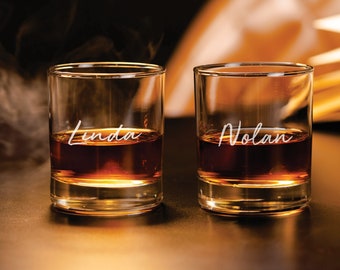Personalized Whiskey Glass with bottom or side of engraving, Premium Engraved Whiskey Glass, Personalized Whiskey  Glass Set Gift