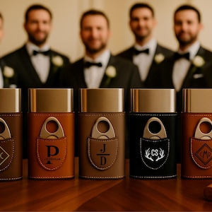Personalized Cigar Case with Cutter – Travel Size Leatherette Cigar Holder – Groomsmen Gift, Wedding Favor, Custom Cigar Box