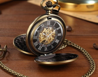 Montre de poche mécanique gravée sur mesure pour homme, montre de poche personnalisée pour l'anniversaire de son mari, montre de poche steampunk gravée