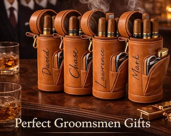 Personalisierter Leder Zigarren Humidor - Bachelor Party Groomsmen Geschenk