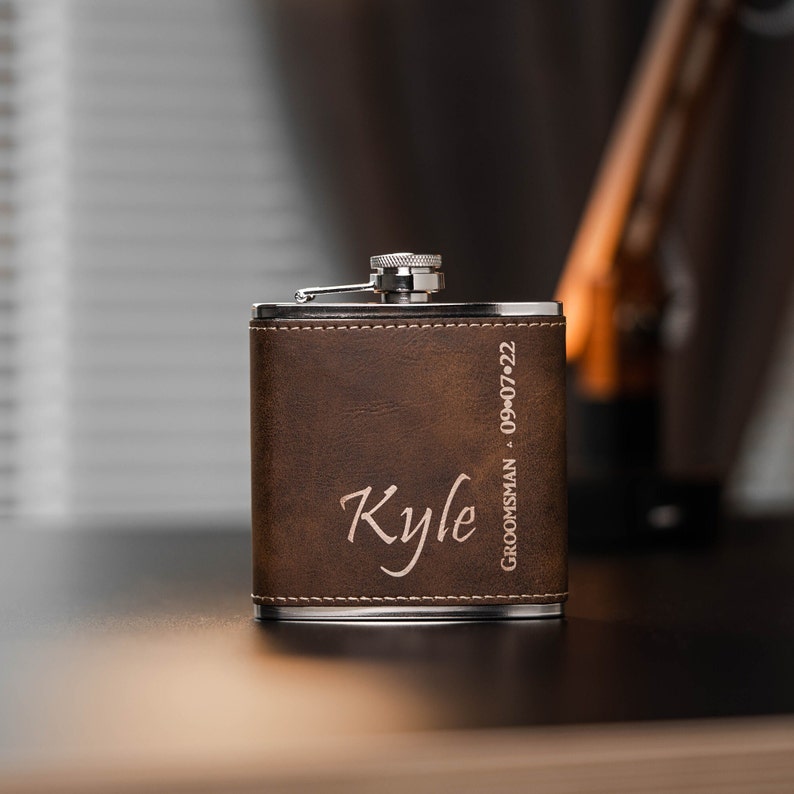 Engraved Flask Gift Set Personalized Flask Set for Groomsmen Etsy