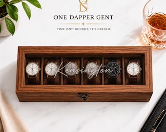 Personalized Wood 6-Slot Watch Box: Engraved Display Case Gift