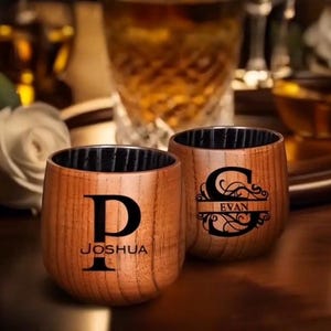 Vaso de whisky de madera grabado personalizado – Vaso de bourbon personalizado, regalo para padrinos de boda