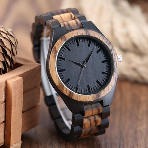 Husband Anniversary Gift, Mens Wooden Watch,Boyfriend Anniversary Gift image 1