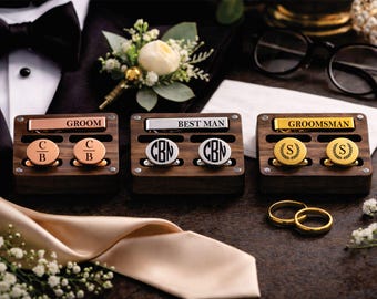 Manschettenknöpfe mit Gravur | Einzigartige Groomsmen Vorschlag Geschenke mit Initialen