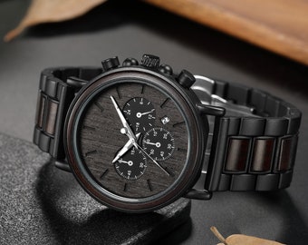 Montre en bois gravée personnalisée pour lui, montre personnalisée pour la fête des pères, montre gravée pour le cadeau du meilleur homme