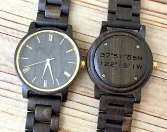 Wood Watch, Groom Gift, Husband Gift, Mens Wooden Watch, One Year Anniversary Gift, Engraved Wood Watch, Boyfriend Gift,