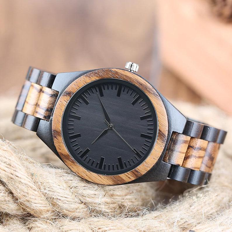 Personalized Husband Anniversary Gift: Engraved Wood Watch