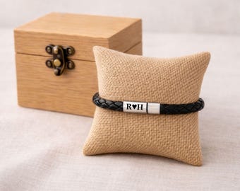 Personalisiertes Lederarmband mit Gravur für Männer - Personalisiertes Geschenk für Mann, Vater, Freund