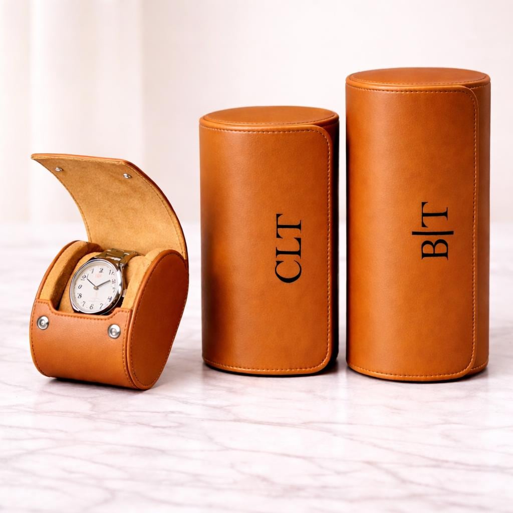 Personalized Vegan Leather Watch Case Roll | Travel Watch
