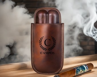 Personalized Leather Cigar Case with Cutter – Groomsmen Gift