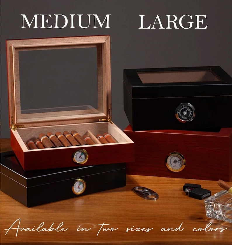 Personalized Glass Top Cigar Humidor Quality Gift for Groomsmen