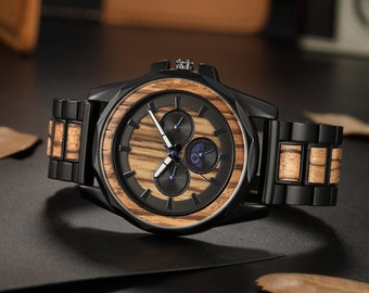 Cadeau d'anniversaire de mari, montre en bois pour homme, cadeau d'anniversaire de petit ami