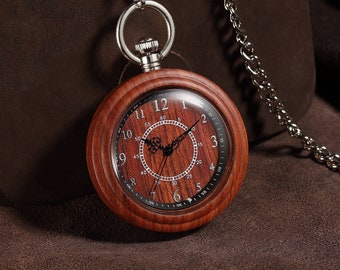 PERSONALIZED Men's Wood Pocket Watch for Men Fathers Day Gift, Groomsmen Pocket Watch Gift Custom Wood Pocket Watch,