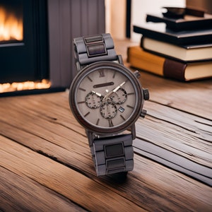 Personalized Engraved Wooden Watch-Custom Gift for Him, Anniversary, Father&#39;s Day, Groomsmen-Monogrammed Mens Watch-Gift for Men-Wood Watch