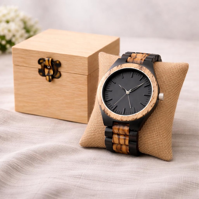 Engraved Wood Watch | Anniversary Gift for Him image 4