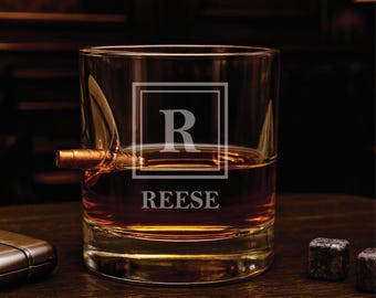 Personalized Bullet Whiskey Glass – Engraved Bourbon Gift