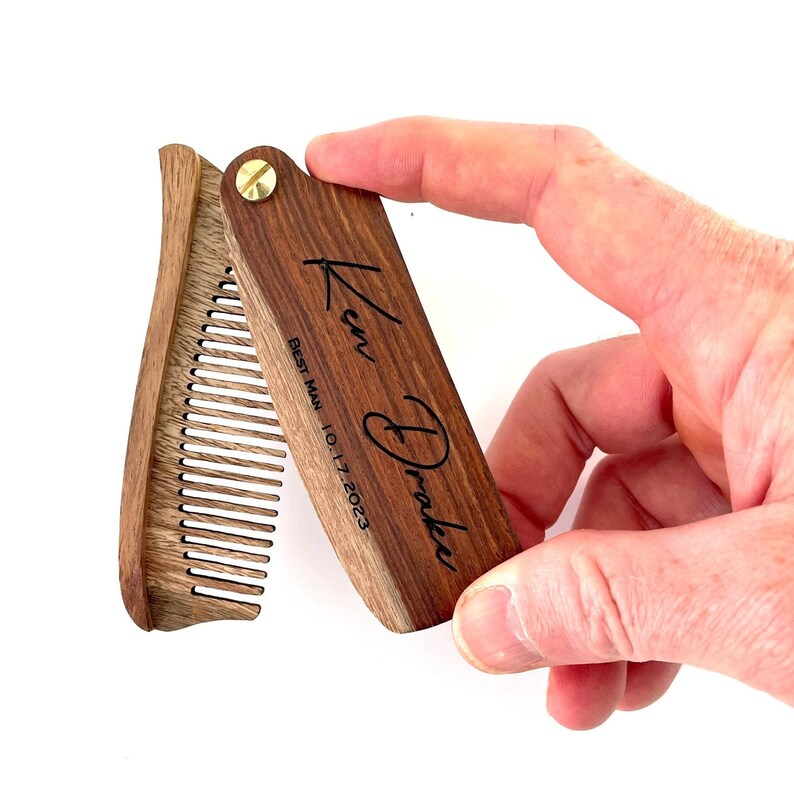 Personalized Wood Comb With LEATHER CASE Custom Beard Comb Etsy