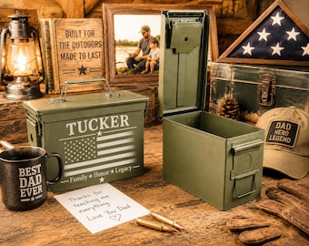 Personalized Engraved Ammo Box – Military Steel Hunter Gift for Him