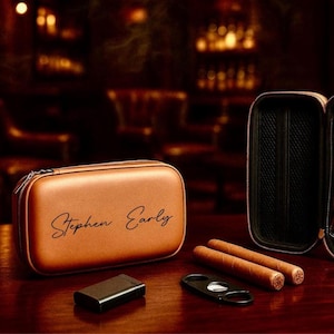 Personalized Cigar Humidor for Men – Custom Leather Engraved Box | Gift for Dad, Husband, Groomsmen, Best Man, Birthday, Father’s Day