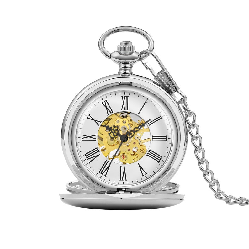 Specialgraverat Steampunk-fickur, bronsdubbeljägarur bild 13