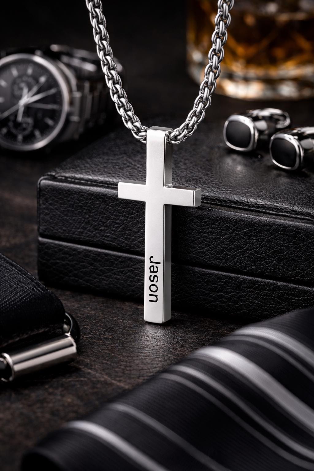 FIOROYAL 925 Sterling Zilver Kruis Ketting voor Mannen Vrouwen 5mm Roestvrij Staal Cubaanse Ketting Kruisbeeld Hanger Halsketting Heren 51cm