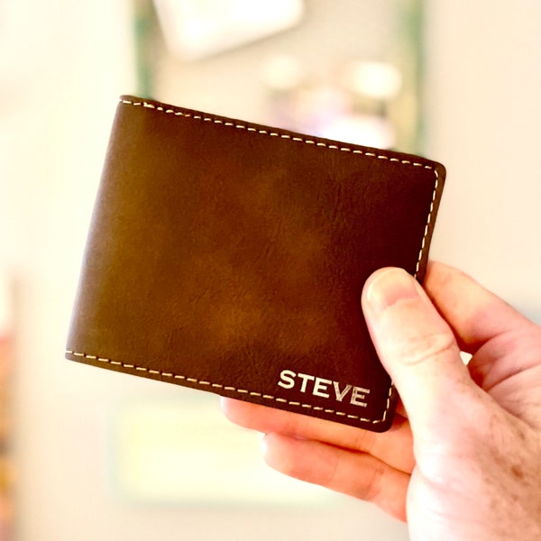 Custom Eco Friendly Wallet Gift, Vegan Friendly Leatherette Wallet, Personalized Leather Wallet for Men Gift, Unique Custom Gift for Groom