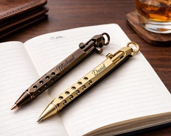 Gepersonaliseerde Bolt Action Pen – gegraveerde koperen pen, vaderdagcadeau
