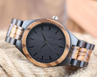 Engraved Walnut Wood Watch, Custom Anniversary Gift for Him
