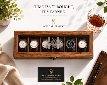 Personalized Wooden 6-Slot Watch Box, Custom Engraved Retirement Gift