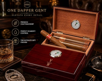 Personalized Retirement Travel Humidor, Engraved Piano Finish Cigar Case, Retirement Gift for Dad, Boss, Grandpa, Custom Cigar Gift