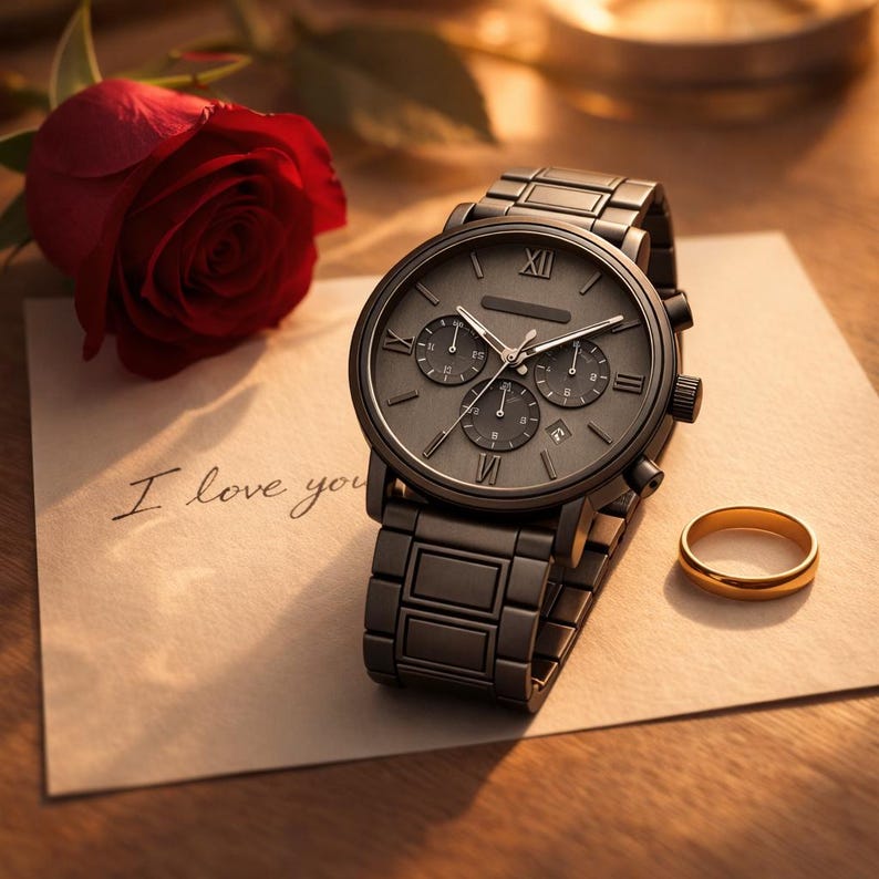 Personalized Gift for Boyfriend, Husband Anniversary - Engraved Watch + FREE SHIPPING image 1