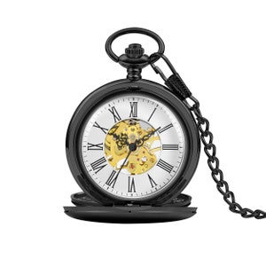 Specialgraverat Steampunk-fickur, bronsdubbeljägarur bild 14