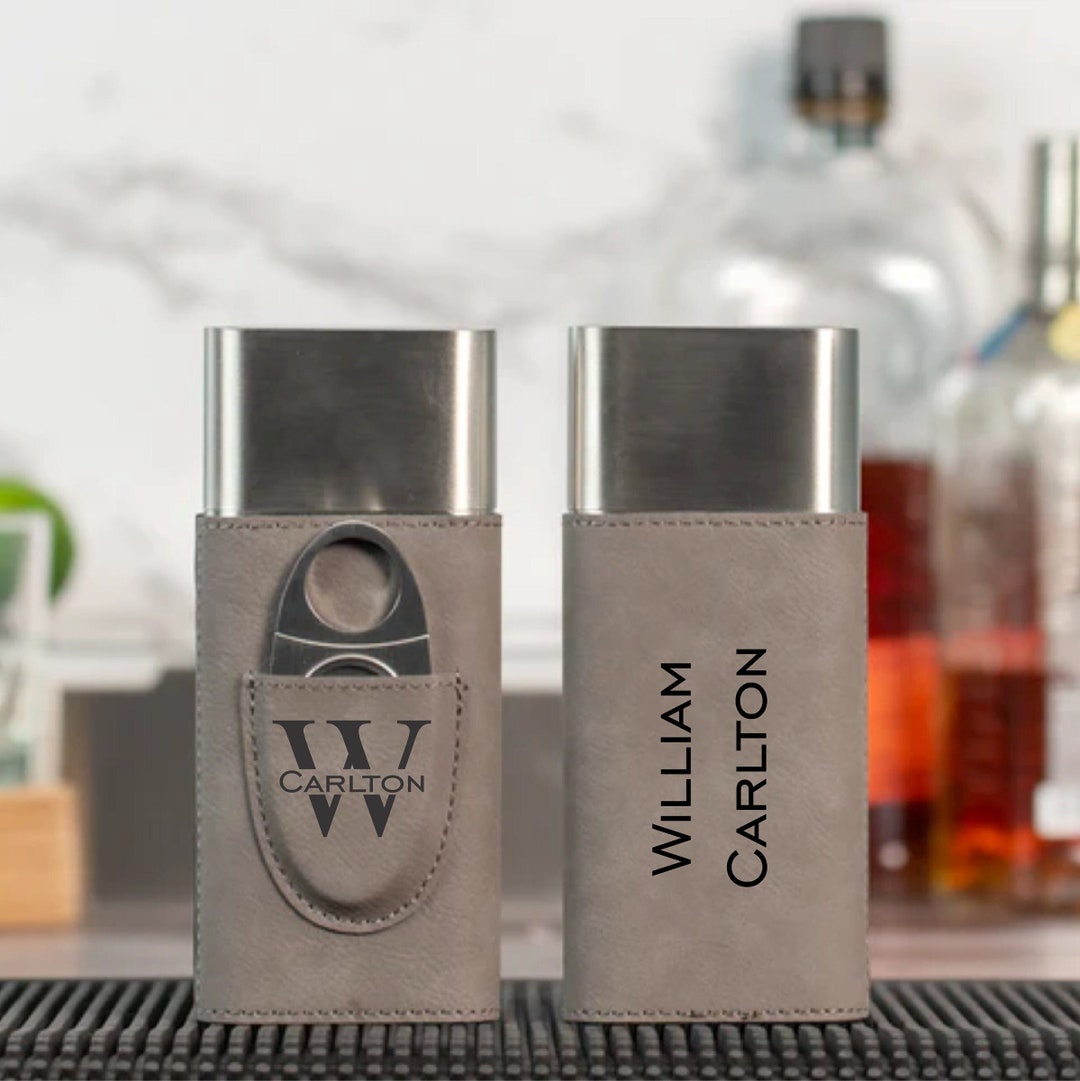 Personalized Cigar Case With Cutter Groomsmen Gifts, Cigar Travel Case