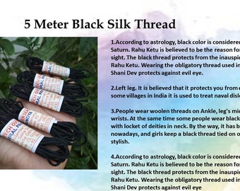 Hijet 5 Meter Silk Black Thread Protection for Evil Eye Traditional Thread  for New Born Babies for Women's Use for Many More 