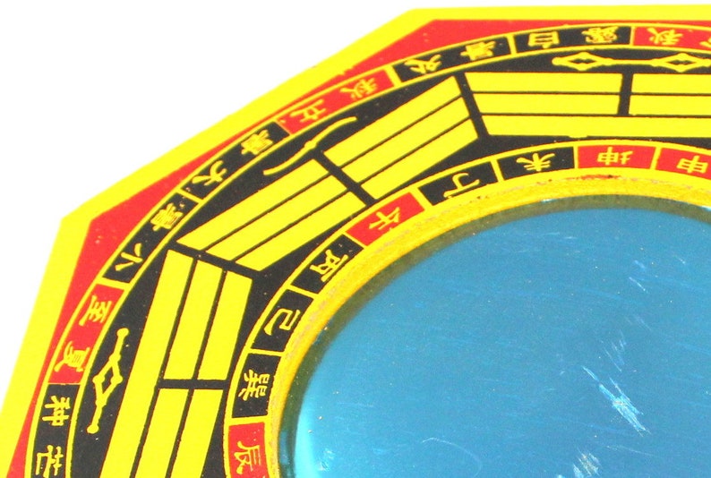Hijet Feng Shui Traditional Vastu Bagua Mirror-Yellow,Red,Black Convex Wall Hanging for Positive Energy, Protection from Evil, Good Luck. image 2