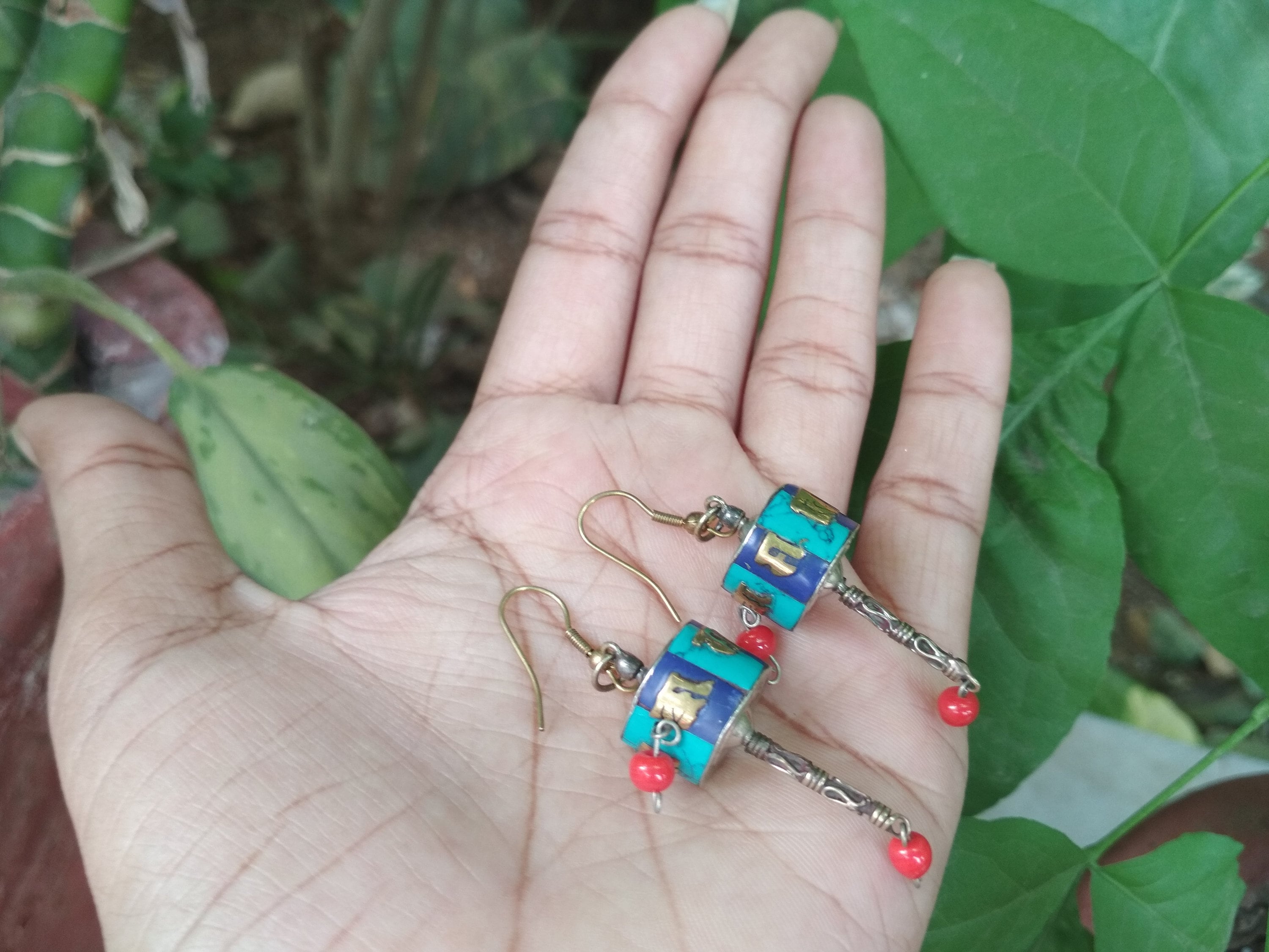 Hijet Wonderful Tibetan Buddhist Prayer Wheel Earrings With Om