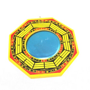 Hijet Feng Shui Traditional Vastu Bagua Mirror-Yellow,Red,Black Convex Wall Hanging for Positive Energy, Protection from Evil, Good Luck. image 1
