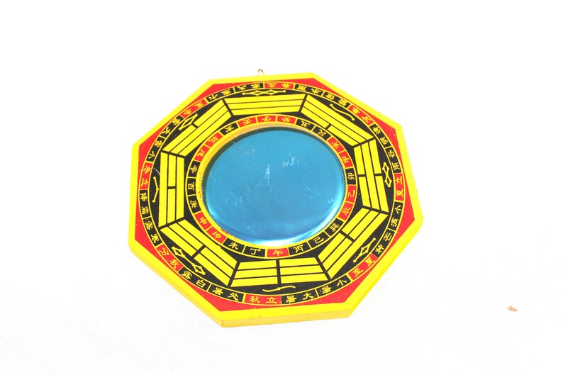 Hijet Feng Shui Traditional Vastu Bagua Mirror-Yellow,Red,Black Convex Wall Hanging for Positive Energy, Protection from Evil, Good Luck. image 1