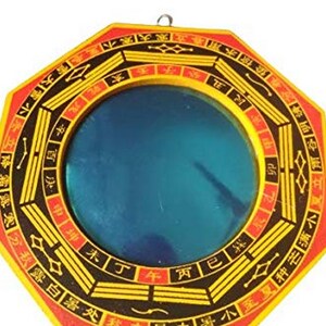 Hijet Feng Shui Traditional Vastu Bagua Mirror-Yellow,Red,Black Convex Wall Hanging for Positive Energy, Protection from Evil, Good Luck. image 5