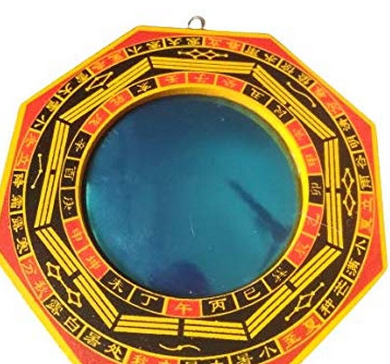 Hijet Feng Shui Traditional Vastu Bagua Mirror-Yellow,Red,Black Convex Wall Hanging for Positive Energy, Protection from Evil, Good Luck. image 5