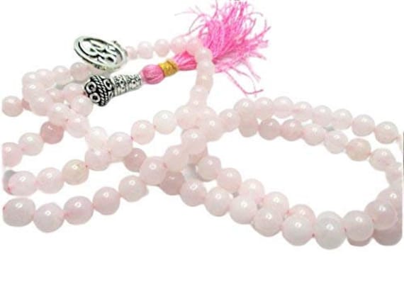 AUM HiJet 108+1 Handmade Tourmaline mala with lucky charm OM Mala 28-32/" Long