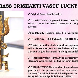 Hijet Trishakti Lucky Charm Vastu Yantra Shiva Trishul, Om Sign, trident Swastik for Home Wall Car Temple Home Decor Vastu Item