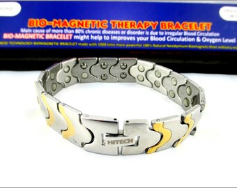 Magnetic Bracelet - HiJet Elegant Titanium Magnetic Therapy Bracelet Stainless steel Double Row (For Male) Pain Relief for Arthritis