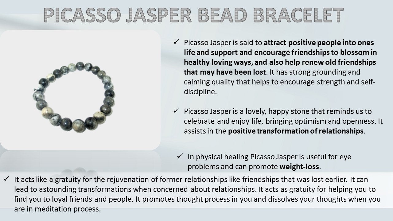 Natural Tiger Eye Picasso Jasper Epidote Unakite Crystal Stone 8 mm DC Beads  Bracelet (Color : Multi) Combo Pack of 4 pc