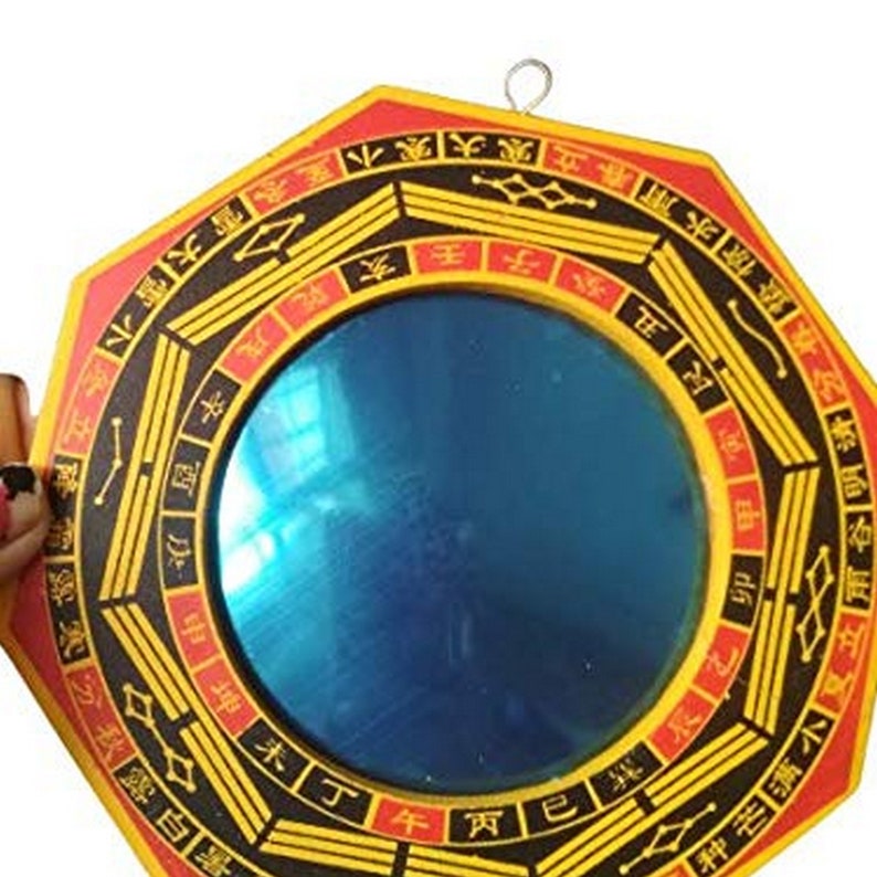 Hijet Feng Shui Traditional Vastu Bagua Mirror-Yellow,Red,Black Convex Wall Hanging for Positive Energy, Protection from Evil, Good Luck. image 8