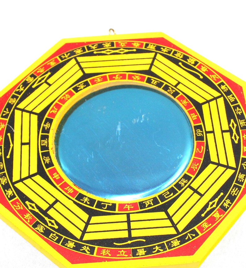 Hijet Feng Shui Traditional Vastu Bagua Mirror-Yellow,Red,Black Convex Wall Hanging for Positive Energy, Protection from Evil, Good Luck. image 3