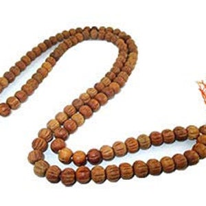 Hitech 108 Beads Tulsi Japa Mala Approx.14" Long Bead Size - 7 mm for chanting the Hare Krishna mantra Hand crafted in India Prayer beads
